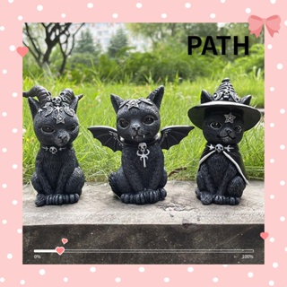 Path รูปปั้นแมวปีศาจ สีดํา สไตล์โกธิค สําหรับตกแต่งบ้าน และสวน