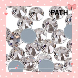 PATH พลอยเทียมใส ทรงกลม ด้านหลังแบน สําหรับตกแต่ง DIY 2880 ชิ้น อัญมณีเสื้อผ้า สําหรับงานฝีมือ