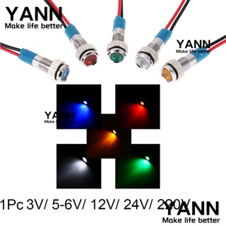 Yann1 ไฟแสดงสถานะ LED โลหะ กันน้ํา พร้อมสายไฟ 3V 5V 6V 9V 12V 24V 220V 1 ชิ้น