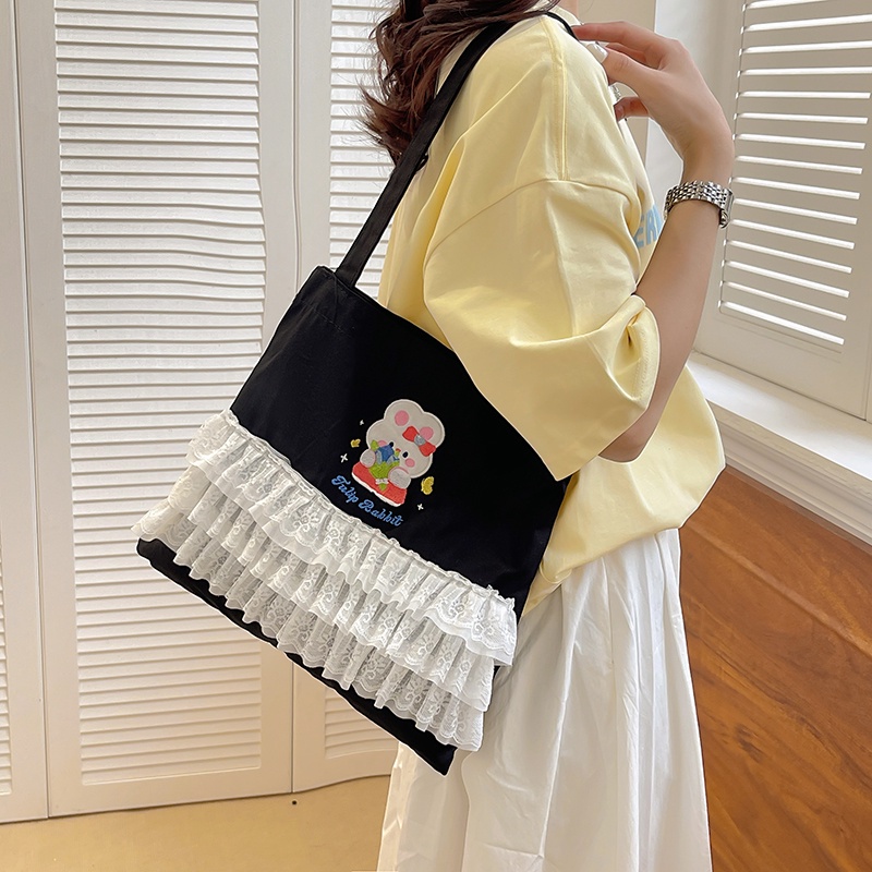 【ลดล้างสต๊อก】miss bag fshion กระเป๋าผ้าใบ ผู้หญิง  น่ารักๆ นักเรียน แบบ ถือ D-1461