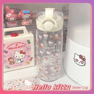 Creative Sanrio Water Cup Kuromi Hello Kitty Summer Straw Plastic Leak-proof Water Cup Student Cute Handy Cup For Children Gift Home Accessories [COD]