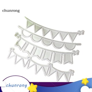 Chunrong 4 ชิ้น / เซต สามเหลี่ยม แบนเนอร์วงกลม โลหะ ตัดตาย DIY สมุดลายฉลุ