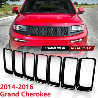 ชุดขอบกระจังหน้ารถยนต์ สีดํามันวาว สําหรับ Jeep Grand Cherokee 2014-2016 7 ชิ้น