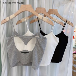 [springevenwell] ใหม่ เสื้อสายเดี่ยว แขนกุด เปิดหลัง เซ็กซี่ สีพื้น Y2K ฤดูร้อน สําหรับผู้หญิง พร้อมส่ง