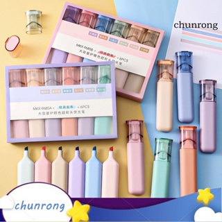 Chunrong สิ่วเรืองแสง ปลายพลาสติก แห้งเร็ว สีพาสเทล สําหรับนักเรียน 6 ชิ้น ต่อกล่อง