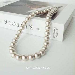 สร้อยคอมุกแก้ว 12 mm. ความยาว 16 นิ้ว สีน้ำตาลอ่อน Unreasonable Accessories UA0849-04