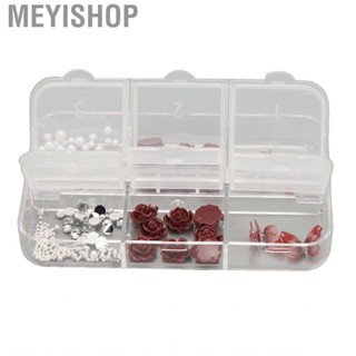 Meyishop Flower Nail Art  Portable 3D Decorations Different Shape Vintage Shimmering 6 Compartments for Salon