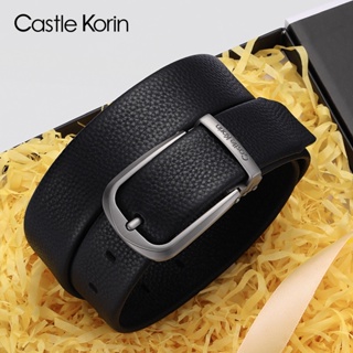 Castle Korin เข็มขัดหนังวัวแท้ หัวเข็มขัดอัลลอย สีดํา สําหรับผู้ชาย ck01018-TCLZWZD