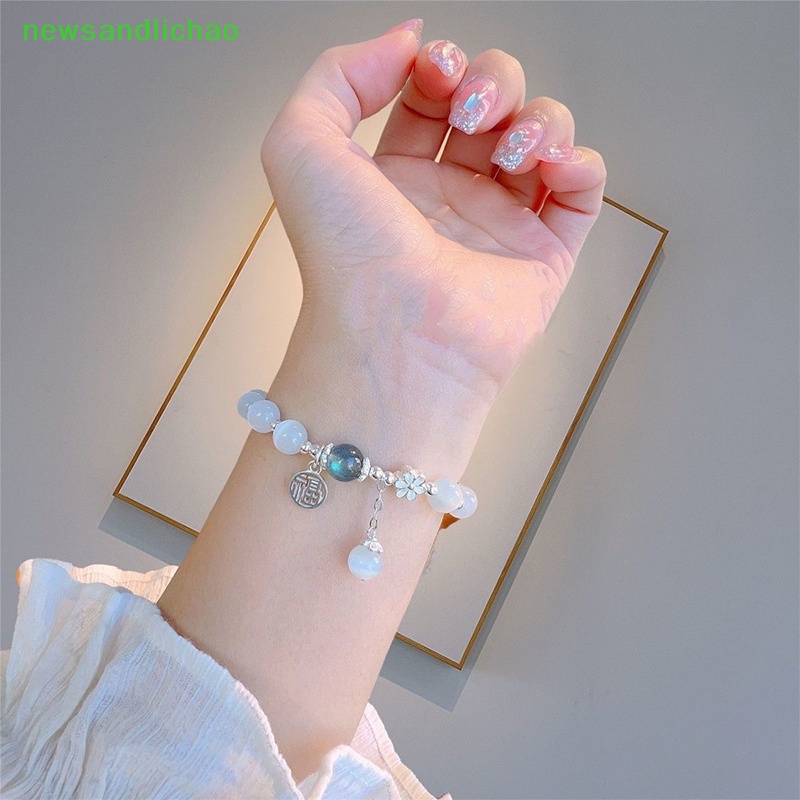 Newsandlichao สร้อยข้อมือลูกปัดคริสตัลโอปอลเทียม เบา ยืดหยุ่น เรียบง่าย เครื่องประดับแฟชั่น สําหรับผู้หญิง