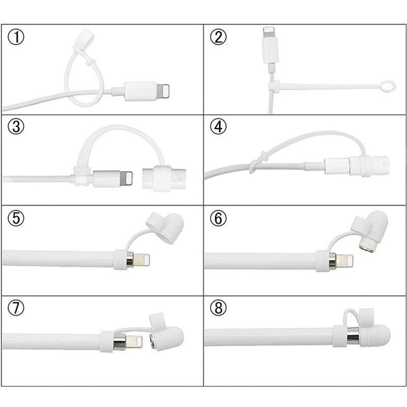 3 In 1 อุปกรณ์เสริมเคสซิลิโคน สําหรับ Apple Pencil Cap Holder Nib Cover Cable Adapter Tether Ipad Pro Pencil