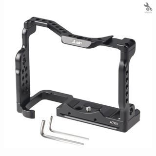 {self} JLwin A7RV Metal Camera Cage Aluminum Alloy with Quick Release Plate Cold Shoe Mount Magnetic Wrench Slot Numerous 1/4in-20 And 3/8in-16 Threaded Holes Compatible with