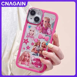 Cnagain ใหม่ เคสโทรศัพท์มือถือ ซิลิโคน กันกระแทก ลายการ์ตูนเจ้าหญิงบาร์บี้น่ารัก พร้อมกระจก แฟชั่น สร้างสรรค์ สําหรับ iPhone 14 13 12 ProMax