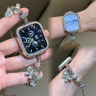 สายโลหะโซ่เดี่ยวสําหรับสายแอปเปิ้ลดู 42/46/40/41/45 มม.44 มม.49 มม.ผู้หญิง แพนโดร่า สร้อยข้อมือสําหรับ ฉันดู ชุด 10 9 11 พิเศษ3 7 8 6 5 4 กับ 3