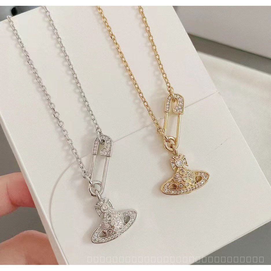0731-YWGB no fading y2k Saturn Pin Necklace Female Trendy Cool Hot Girl Y2K Same Style Student Ins Light Luxury Minority Advanced Non-Fading Y2K TVIG
