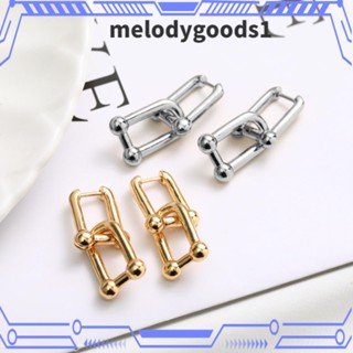 Melodygoods1 ต่างหูห่วง โลหะ รูปตัว U ทรงเรขาคณิต สีทอง และสีเงิน ถอดออกได้ สําหรับผู้หญิง