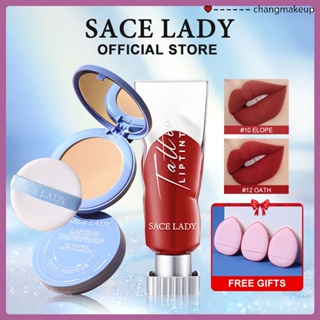 Sace Lady Face Powder Makeup Set Nude Brown Matte Lip Tint +air Cushion Cream Waterproof Lip Tattoo Kissproof Rich Pigmented Smooth Cosmetic cod