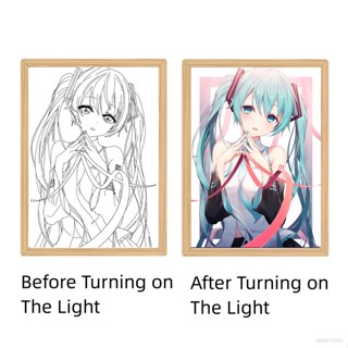 Fash ภาพวาดไฟ LED รูป Hatsune Miku 3D ชาร์จ USB สร้างสรรค์ สําหรับแขวนตกแต่งข้างเตียงนอน ห้องนอน DIY 3 สี