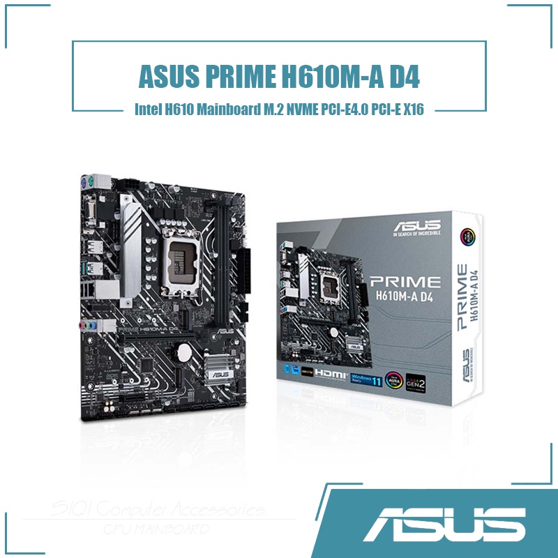 Asus PRIME H610M-A D4 LGA 1700 DDR4 เมนบอร์ด H610 รองรับ CPU i3 12100f 12400f