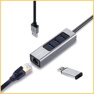 อะแดปเตอร์แยกสายเครือข่ายอีเธอร์เน็ต RJ45 USB 3.0 3 พอร์ต แบบพกพา