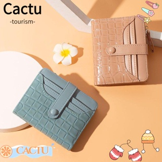 Cactu กระเป๋าสตางค์ ใบสั้น หนัง PU มีซิป ขนาดเล็ก