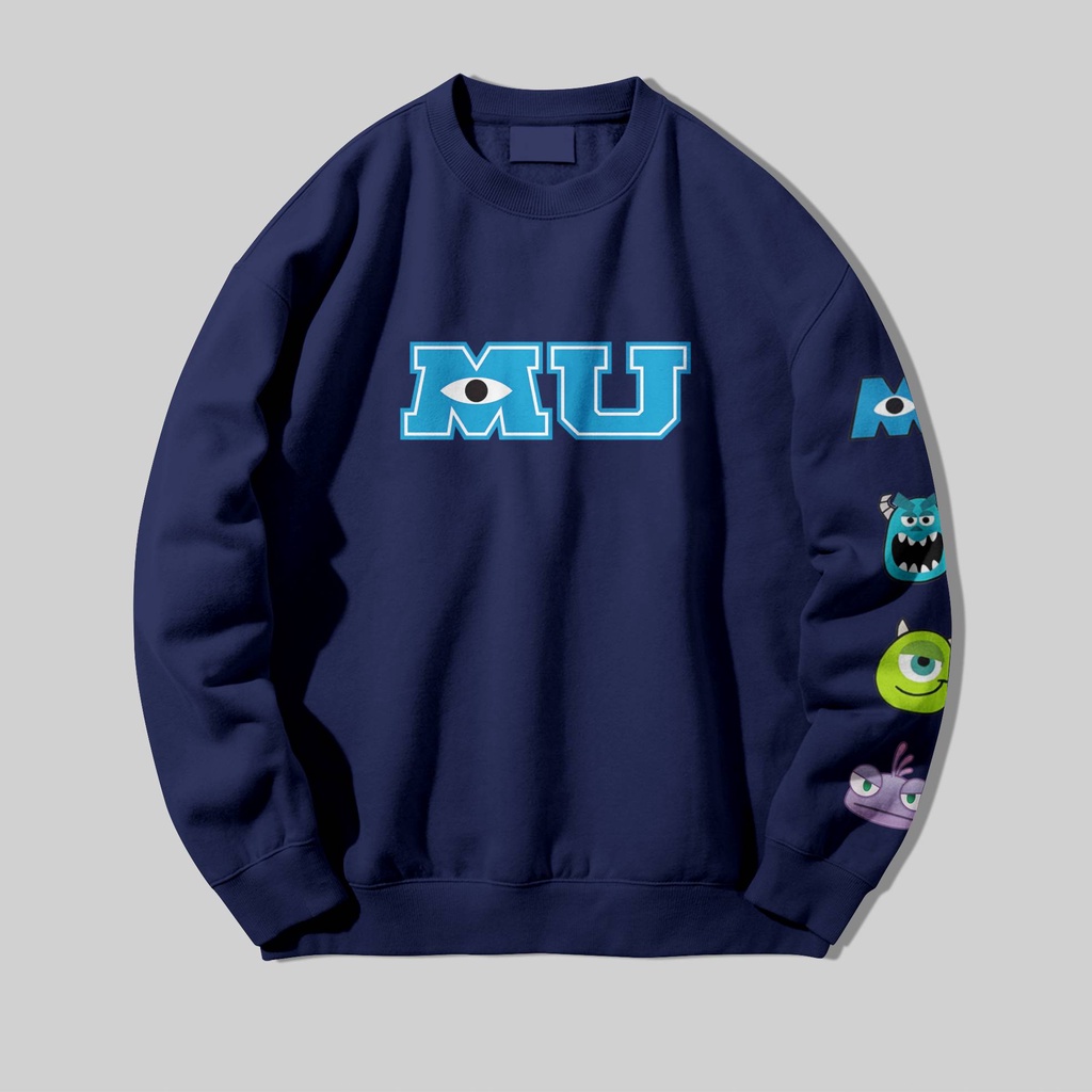 Crewneck Monster University เสื้อสเวตเตอร์ unisex พรีเมี่ยมสําหรับผู้ชายและผู้หญิง ไซส์ M-XL