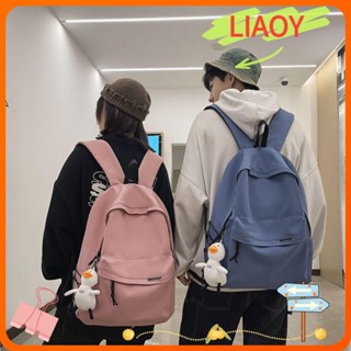 Liaoy กระเป๋าเป้สะพายหลัง กันน้ํา ความจุขนาดใหญ่ สีพื้น เรียบง่าย สําหรับนักเรียนหญิง 2023