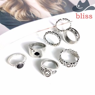 Bliss แหวนนิ้วมือ โลหะผสม ทรงไม่สมมาตร สไตล์เรโทร สําหรับผู้ชาย