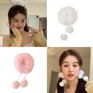 Han PomPom Scrunchies ยางรัดผมหางม้า ผ้ากํามะหยี่ขนนิ่ม แบบยืดหยุ่น