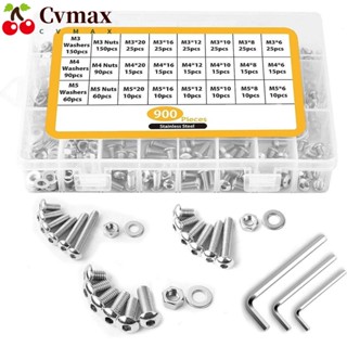 Cvmax ชุดสกรูเมตริก สเตนเลส 304 หกเหลี่ยม 6 8 10 12 16 20 มม. M3 M4 M5