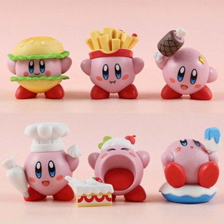 6Pcs/Set 4-5cm TAKARATOMY Japan Anime Game Star Kirby Waddle Dee Doo King DeDeDe Gourmet Hamburgers French Fries PVC Action Figures Model Toys Doll Collection Kids Gifts