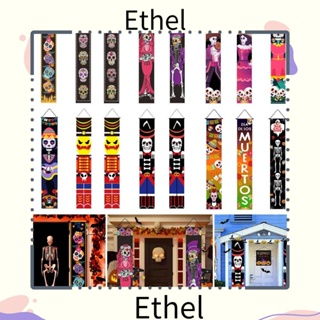 Ethel1 แบนเนอร์ผีโพลีเอสเตอร์ ใช้ซ้ําได้ สําหรับแขวนตกแต่งปาร์ตี้ฮาโลวีน