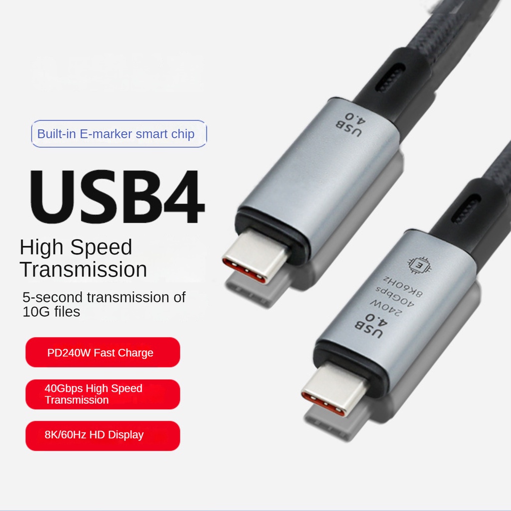 สายชาร์จ Type C 240W 40Gbps ความเร็วสูง 8K 60Hz USB4 สําหรับแล็ปท็อป โทรศัพท์มือถือ แท็บเล็ต 3 4 ราคา ถูกที่สุด ดีลบีเคเค แกลเลอรีภาพที่ 2