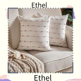 Ethel1 ปลอกหมอนผ้าลินินธรรมชาติ ทรงสี่เหลี่ยม สีกากี ขนาด 18x18 นิ้ว สําหรับตกแต่งบ้าน ฟาร์ม 2 ชิ้น