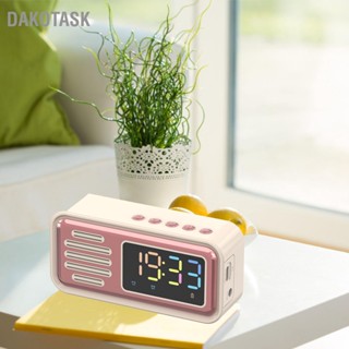 DAKOTASK ลำโพงบลูทู ธ แบบพกพานวัตกรรม Retro Tabletop Alarm ลำโพงไร้สายพร้อมหน้าจอสี LED