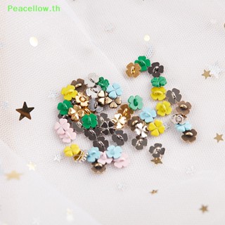 Peacellow กระดุมโลหะ รูปใบโคลเวอร์ 6 มม. อุปกรณ์เสริม สําหรับเย็บเสื้อผ้าตุ๊กตา 20 ชิ้น