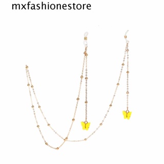 Mxfashione สายโซ่คล้องแว่นตา ประดับลูกปัดโลหะ กันลื่น ป้องกันการสูญหาย