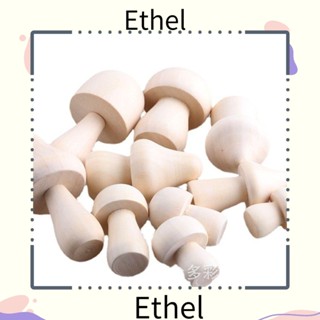 Ethel1 ป้ายฉลากไม้เปล่า หัวกลม รูปเห็ด สําหรับตกแต่งวันเกิด