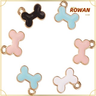 Rowans จี้สร้อยคออัลลอย สีชมพู สีฟ้า สีดํา สีขาว สําหรับสัตว์เลี้ยง สุนัข เครื่องประดับ จี้กระดูก สีทอง