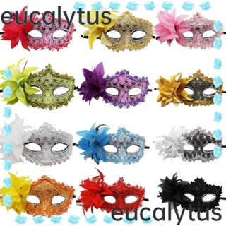 Eucalytus1 หน้ากากครึ่งหน้า แต่งลูกไม้ พร็อพปาร์ตี้คอสเพลย์ แฟชั่น