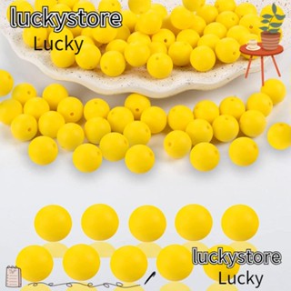 Lucky ลูกปัดซิลิโคน ทรงกลม 15 มม. สําหรับทํางานฝีมือ DIY 56 ชิ้น