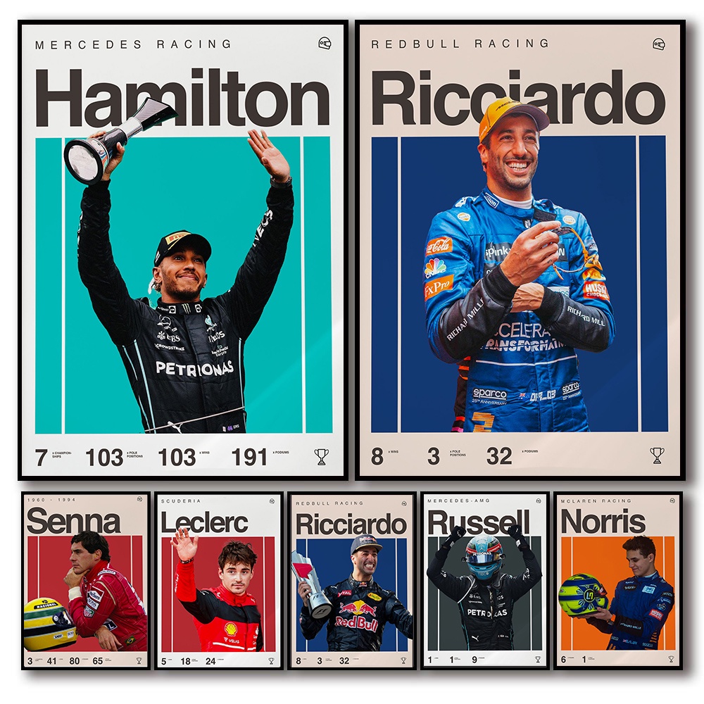 F1 Racers และทีม Cars Motorsport โปสเตอร์ความงามตกแต่งห้องออกแบบที่ทันสมัยคุณภาพสูงสูตรผ้าใบภาพวาด Wall Art A451