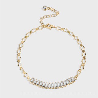 0806-HFCY-JL A0023 European and American Personalized Hip Hop Style Chain Micro-Inlaid White Zirconium Anklet Female Fashion All-Match a Row of Zircon Foot Accessories KUCH