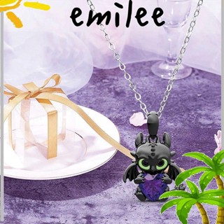 Emilee สร้อยคอ จี้อัญมณีหัวใจ แฟชั่น มังกร ฟันไม่งอก คู่ เพื่อน ของขวัญ จี้