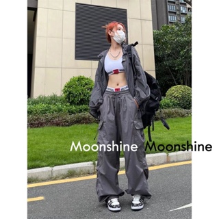 Moon  กางเกงขายาว คาร์โก้ กางเกง เชือกอเมริกันคลาสิค Cargo pants 2023 NEW 080710 สวยงาม ins รุ่นใหม่ ทันสมัย A20M018 36Z230909