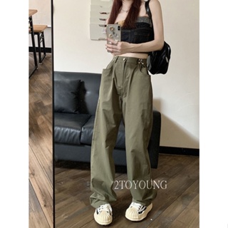 2TOYOUNG Moon กางเกงขายาว คาร์โก้ กางเกง เชือกอเมริกันคลาสิค Cargo pants 2023 NEW 073108 Comfortable พิเศษ Beautiful Korean Style A20M007 36Z230909