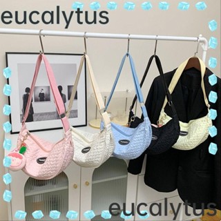 Eucalytus1 กระเป๋าสะพายไหล่ ทรงเกี๊ยว แบบนิ่ม จุของได้เยอะ สีพื้น แฟชั่นสําหรับผู้หญิง