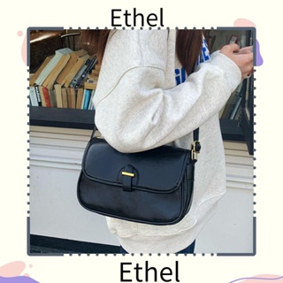 Ethel1 กระเป๋าสะพายไหล่ กระเป๋าถือ หนัง Pu ความจุสูง สีพื้น สําหรับสตรี