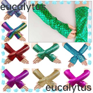 Eucalytus1 ปลอกแขน, ถุงมือคอสเพลย์ ยาว เกล็ดปลา ไร้นิ้ว, ถุงมือคอสเพลย์ แฟนซี สีสันสดใส สําหรับผู้ใหญ่