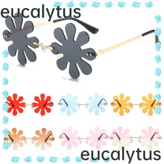 Eucalytus1 แว่นตากันแดด รูปดอกไม้ ไร้ขอบ ตลก เลนส์ดอกไม้ แว่นตาถ่ายภาพ