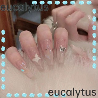 Eucalytus1 เล็บปลอม ประดับคริสตัล สําหรับตกแต่งเล็บ 24 ชิ้น